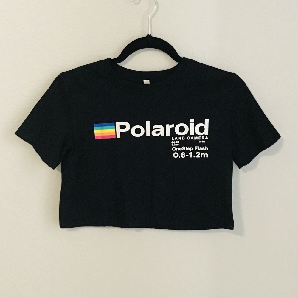 Black polaroid cropped top